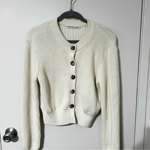 ALEXANDER WANG Crewneck Cardigan Ivory Like New Med - Picture 6 of 6
